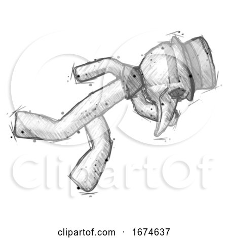 Sketch Plague Doctor Man Running While Falling down by Leo Blanchette