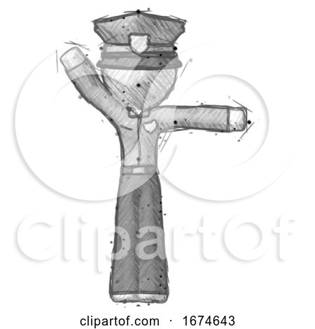 Sketch Police Man Directing Traffic Right by Leo Blanchette