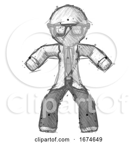 Sketch Doctor Scientist Male Sumo Wrestling Power Pose by Leo Blanchette