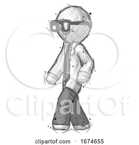 Sketch Doctor Scientist Man Man Walking Turned Left Front View by Leo Blanchette