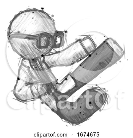 Sketch Doctor Scientist Man Flying Ninja Kick Right by Leo Blanchette