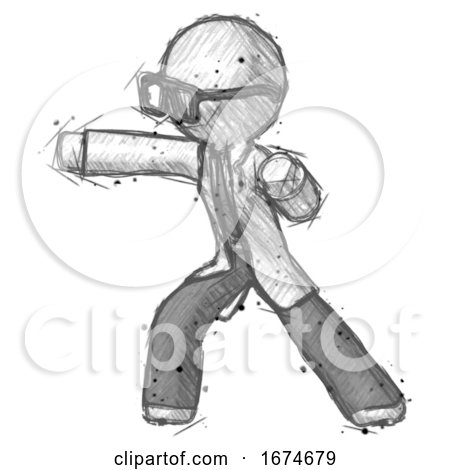 Sketch Doctor Scientist Man Martial Arts Punch Left by Leo Blanchette