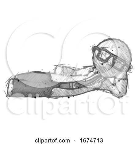 Sketch Doctor Scientist Man Reclined on Side by Leo Blanchette