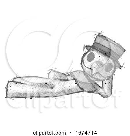 Sketch Plague Doctor Man Reclined on Side by Leo Blanchette