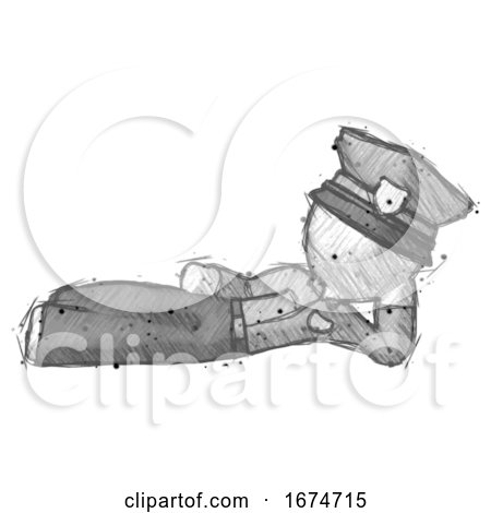Sketch Police Man Reclined on Side by Leo Blanchette