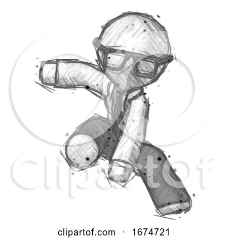 Sketch Doctor Scientist Man Action Hero Jump Pose by Leo Blanchette