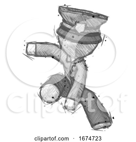 Sketch Police Man Action Hero Jump Pose by Leo Blanchette