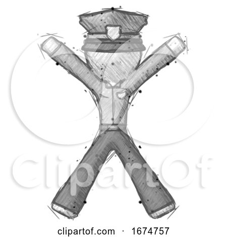 Sketch Police Man Jumping or Flailing by Leo Blanchette