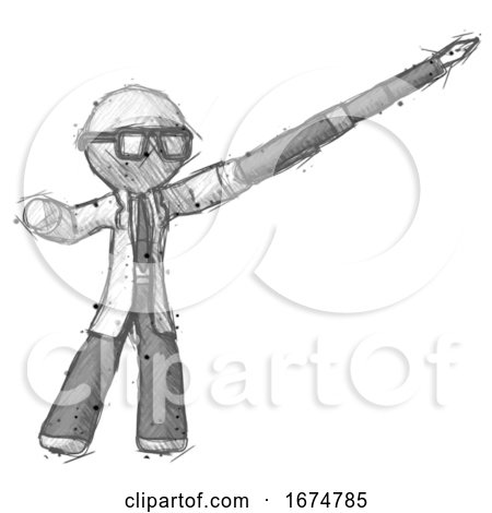Sketch Doctor Scientist Man Pen Is Mightier Than the Sword Calligraphy Pose by Leo Blanchette