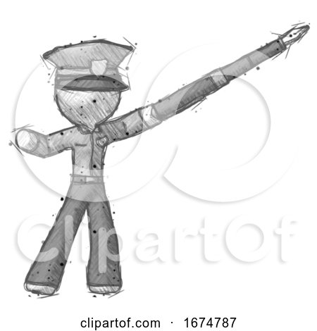 Sketch Police Man Pen Is Mightier Than the Sword Calligraphy Pose by Leo Blanchette