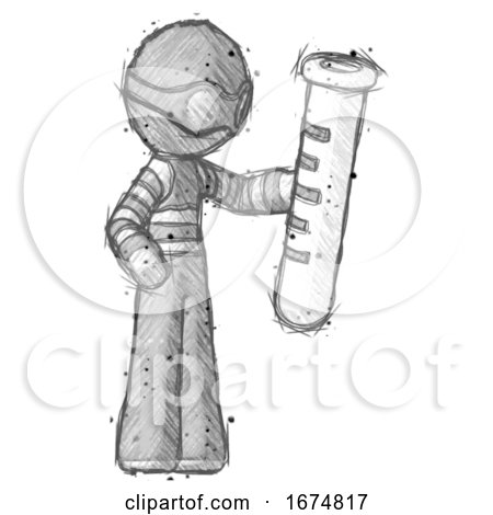Sketch Thief Man Holding Large Test Tube by Leo Blanchette