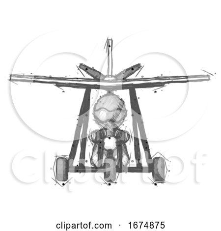 Sketch Thief Man in Ultralight Aircraft Front View by Leo Blanchette