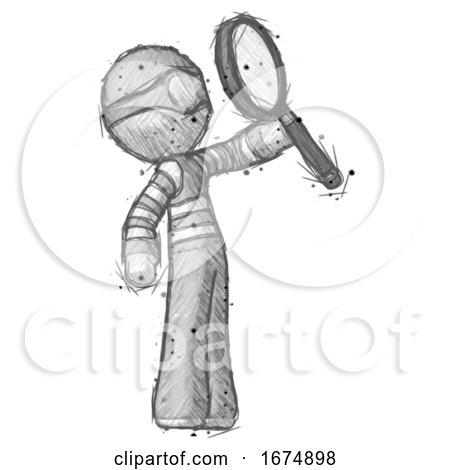 Sketch Thief Man Inspecting with Large Magnifying Glass Facing up by Leo Blanchette