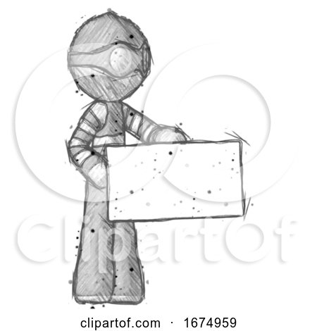 Sketch Thief Man Presenting Large Envelope by Leo Blanchette