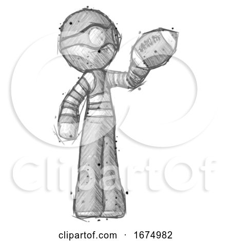 Sketch Thief Man Holding Football up by Leo Blanchette