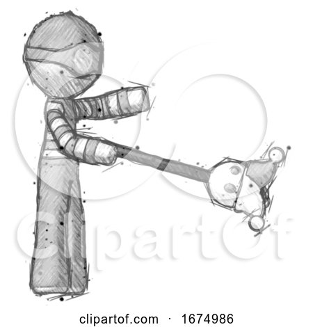 Sketch Thief Man Holding Jesterstaff - I Dub Thee Foolish Concept by Leo Blanchette