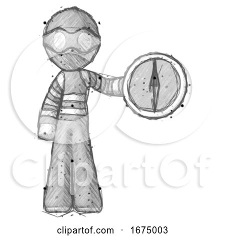 Sketch Thief Man Holding a Large Compass by Leo Blanchette