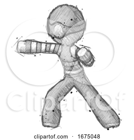 Sketch Thief Man Martial Arts Punch Left by Leo Blanchette