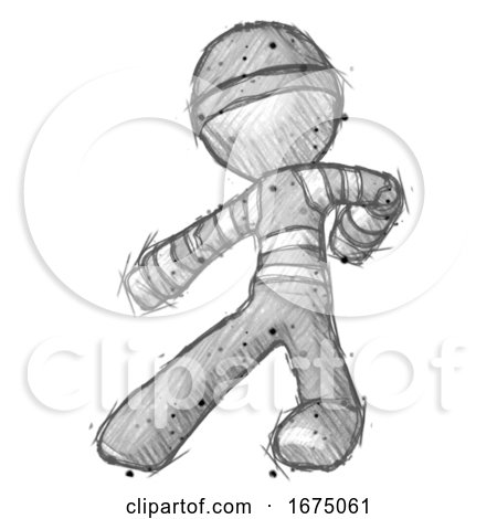 Sketch Thief Man Karate Defense Pose Left by Leo Blanchette