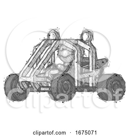 Sketch Thief Man Riding Sports Buggy Side Angle View by Leo Blanchette