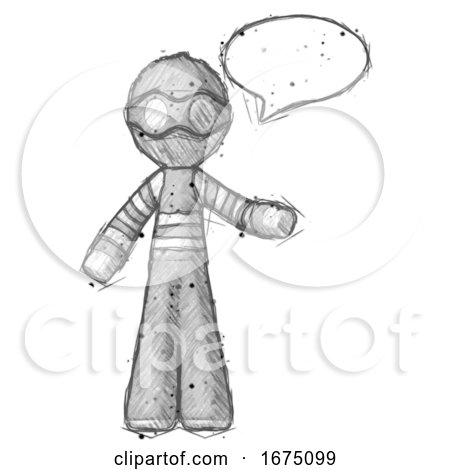 Sketch Thief Man with Word Bubble Talking Chat Icon by Leo Blanchette