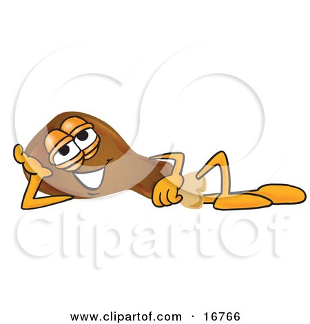 Clipart Picture of a Chicken Drumstick Mascot Cartoon Character Resting His Head on His Hand by Mascot Junction