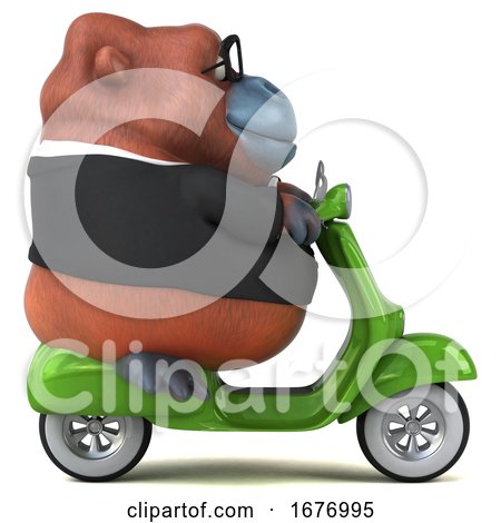 Download 3d Business Orangutan Monkey Riding a Scooter, on a White ...