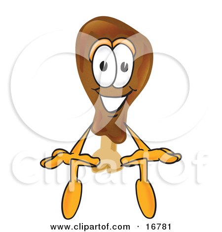 Clipart Picture of a Chicken Drumstick Mascot Cartoon Character Sitting by Mascot Junction