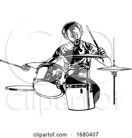 Black and White Drummer by dero