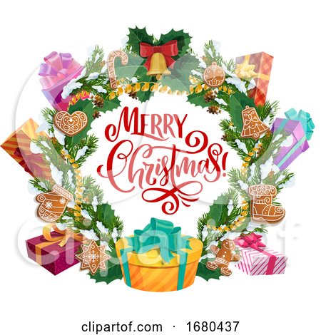 Merry Christmas Wreath by Vector Tradition SM