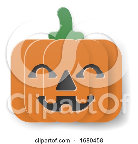 Halloween Pumpkin Cartoon in Paper Craft Style by AtStockIllustration