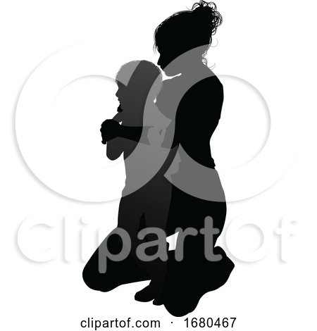 Mother and Child Family Silhouette by AtStockIllustration