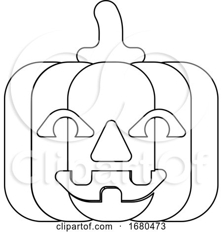 Halloween Pumpkin Cartoon in Outline by AtStockIllustration