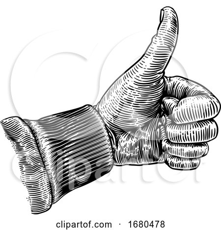 Thumbs up Woodcut Hand by AtStockIllustration