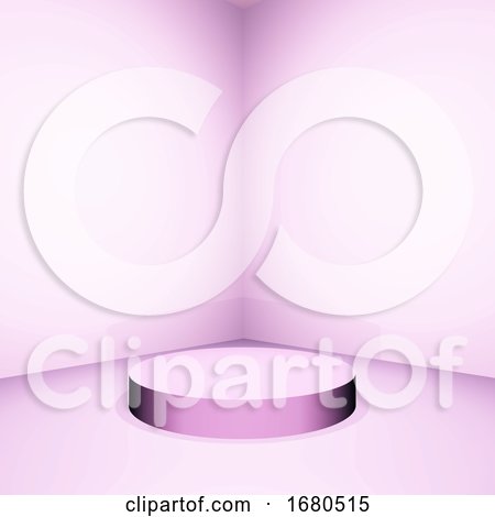 3D Pink Empty Room with Display Podium by KJ Pargeter