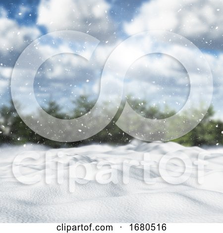 3D Snowy Winter Landscape by KJ Pargeter
