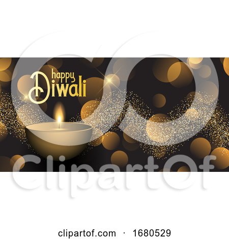 Diwali Banner with Bokeh Lights and Glitter Design by KJ Pargeter
