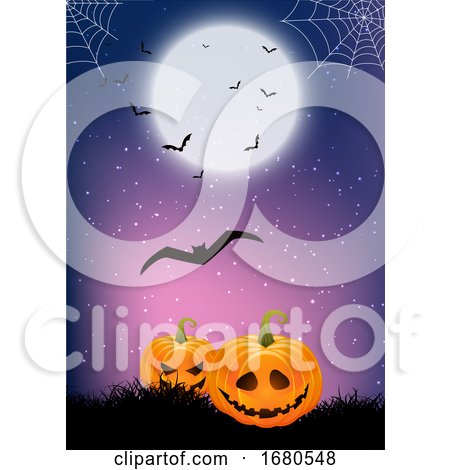 Halloween Background with Pumpkins and Cobwebs by KJ Pargeter