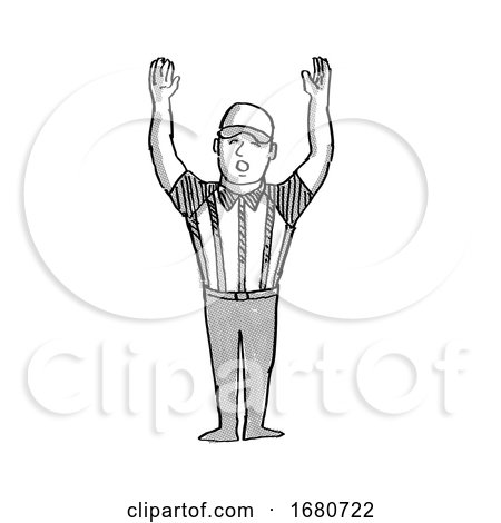 American Football Official Cartoon Black and White by patrimonio