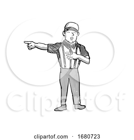 American Football Official Cartoon Black and White by patrimonio