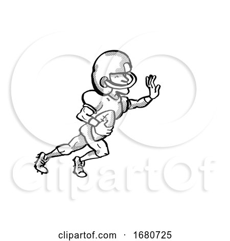 American Football Player Cartoon Black and White by patrimonio