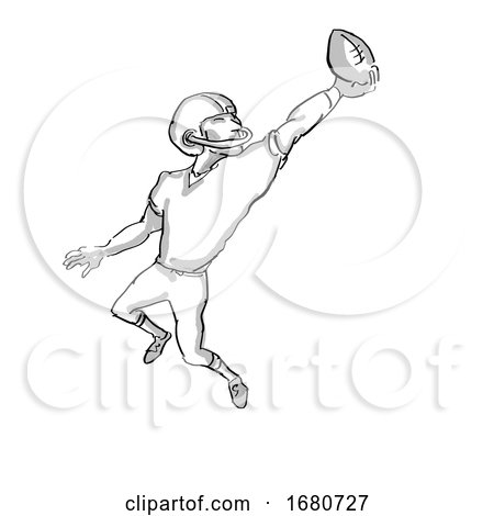 American Football Player Cartoon Black and White by patrimonio