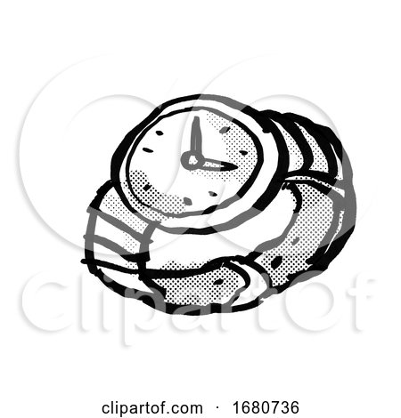Vintage Wristwatch Cartoon Drawing by patrimonio
