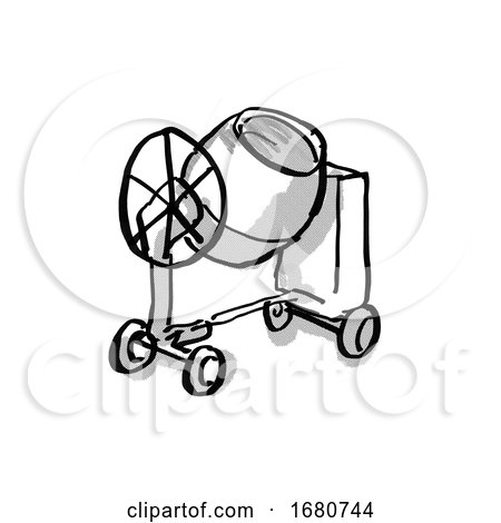 Cement Mixer Cartoon Drawing by patrimonio 1680744