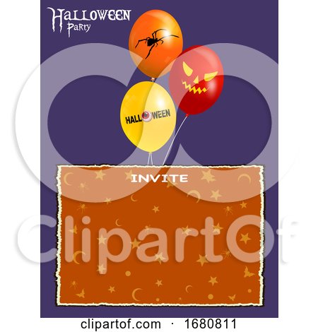 Halloween Party Invite with Balloons and Blank Card by elaineitalia