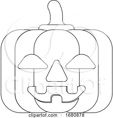 Halloween Cute Pumpkin Cartoon in Outline by AtStockIllustration