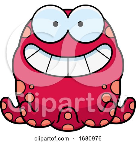 Cartoon Grinning Pink Octopus by Cory Thoman