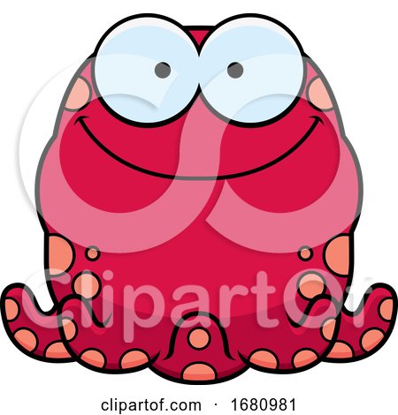 Cartoon Happy Pink Octopus by Cory Thoman