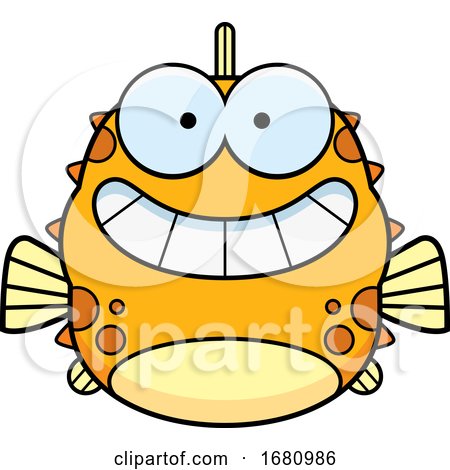 Cartoon Grinning Blowfish by Cory Thoman
