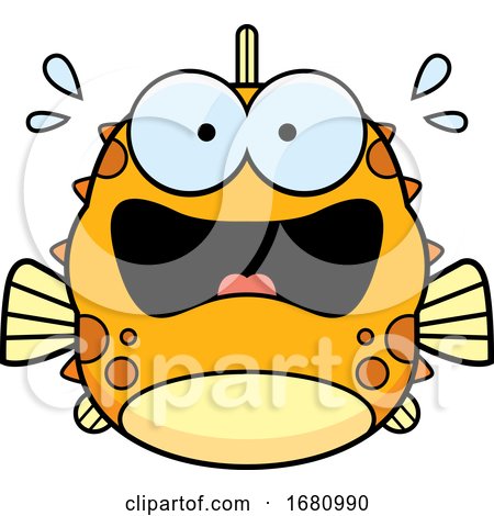 Cartoon Scared Blowfish by Cory Thoman